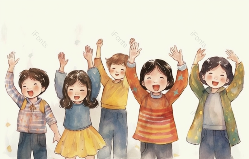 儿童快乐欢呼的卡通背景,插画/手绘图,插画/手绘图库,插画/手绘图下载,插画/手绘